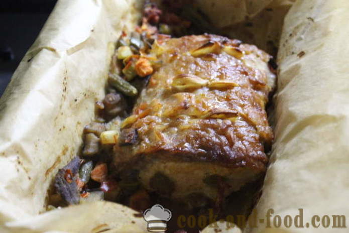 Свинско във фурната, запечени с гъби и зеленчуци - как да се пекат вкусни гърди във фурната, рецептата със снимка poshagovіy
