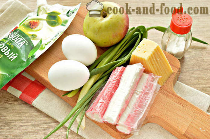 Layered салата от раци с ябълка - как да се готви вкусно салата от раци пръчки, стъпка по стъпка рецепти снимки