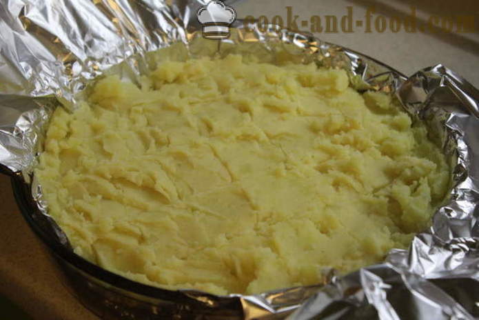Английски картофи пай с месо и гъби - как да се готви за готвене на картофи и месо, с една стъпка по стъпка рецепти снимки