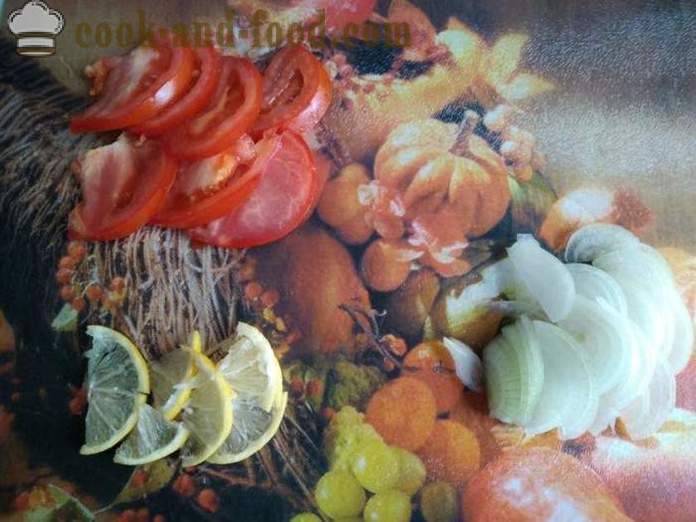 Скумрия печена с домати и лимон във фолио - като печена скумрия с лимон във фурната, с една стъпка по стъпка рецепти снимки