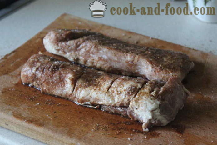 Печено свинско във фолио - като вкусна да се готви свинско месо в соев сос, стъпка по стъпка рецепти снимки