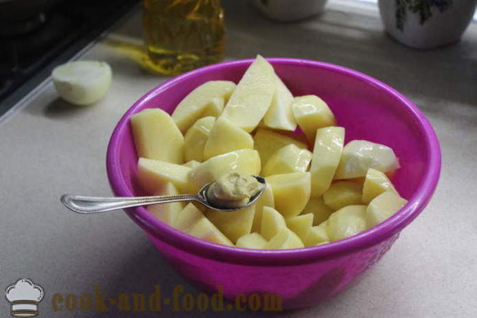 Печени картофи с мед и горчица на фурна - вкусни да готвя картофите в дупката, стъпка по стъпка рецепта с фот