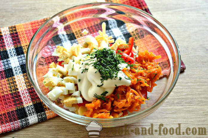 Сирене салата с чери домати, яйца и моркови на корейски - как да правят сирене салата, стъпка по стъпка рецепти снимки