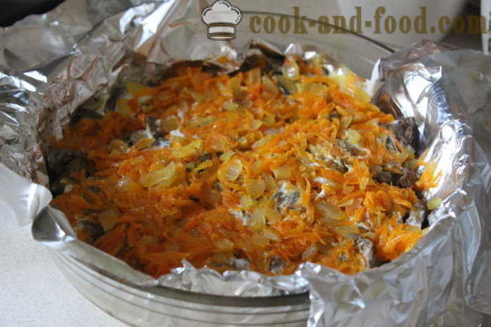 Печена пилешки дробчета в заквасена сметана, моркови и лук - как да се готви вкусни пилешки дробчета във фурната, с една стъпка по стъпка рецепти снимки
