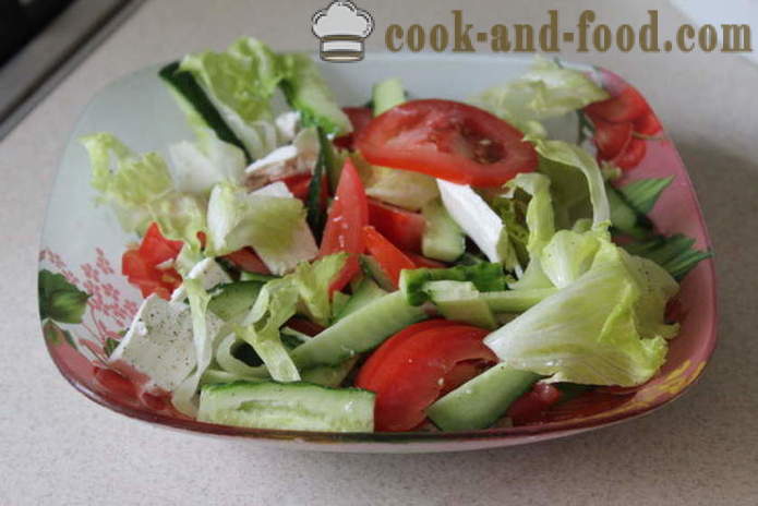 Зеленчукова салата с фета - как да се подготви салата с бяло сирене и зеленчуци, с една стъпка по стъпка рецепти снимки