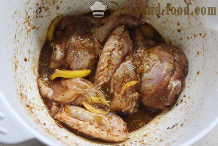 Мариновано пиле мариновано в мед - как да се маринова пилето в марината от мед и подправки, с една стъпка по стъпка рецепти снимки