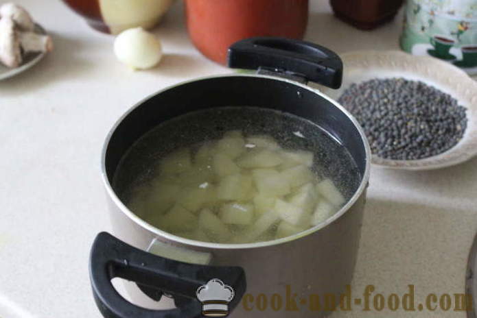 Супа от леща с гъби и доматен сок - как да се направи супа от леща с домати, стъпка по стъпка рецепти снимки
