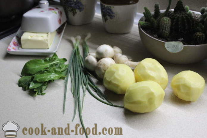 Задочник от сурови картофи с гъби и киселец - как да се направи за готвене на картофи с гъби, стъпка по стъпка рецепти снимки