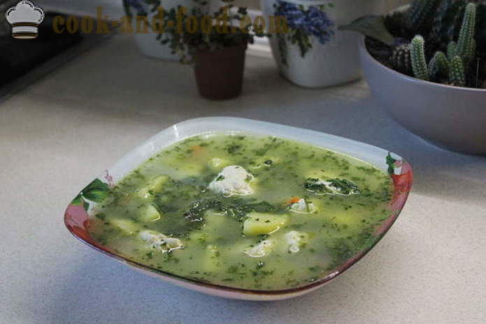 Спанакът супа със сметана и кнедли - как да се готви супа със спанак замразен, стъпка по стъпка рецепти снимки