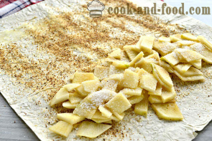 Ябълков щрудел Лаваш - как да се готвя щрудел на питка във фурната, с една стъпка по стъпка рецепти снимки