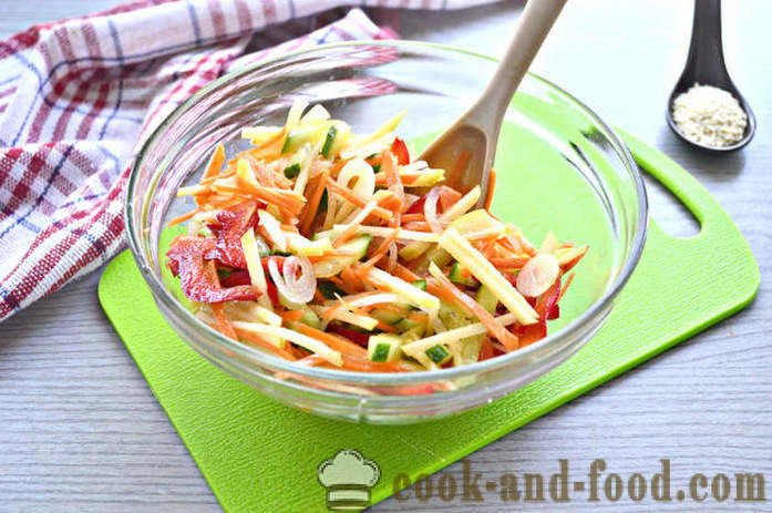 Fresh зеленчукова салата със сусам - как да се направи салата със сусам и зеленчуци, с една стъпка по стъпка рецепти снимки