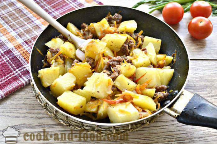 Картофи задушени с месо и зеленчуци - как да приготвят вкусни картофи в тиган, стъпка по стъпка рецепти снимки