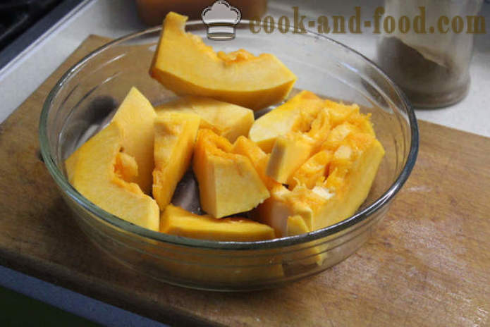 Печена тиква с мед, сушени плодове и подправки - как да се пекат на тиквени филийки във фурната, с една стъпка по стъпка рецепти снимки