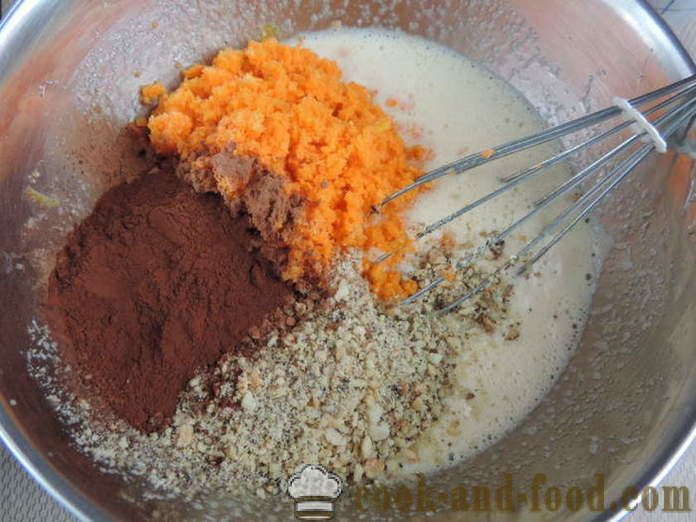 Най-лесният шоколад морков торта с растително масло - как да се готвя морков торта във фурната, с една стъпка по стъпка рецепти снимки