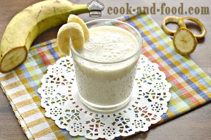 Банан ласкател с овесени ядки - как да се направи банан ласкател с мляко и овесени ядки в блендер, стъпка по стъпка рецепти снимки