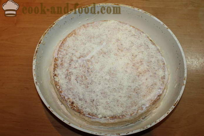 Сирене торта на тънка питка с пилешки гърди - как да направи торта от Лаваш с плънка във фурната, с една стъпка по стъпка рецепти снимки