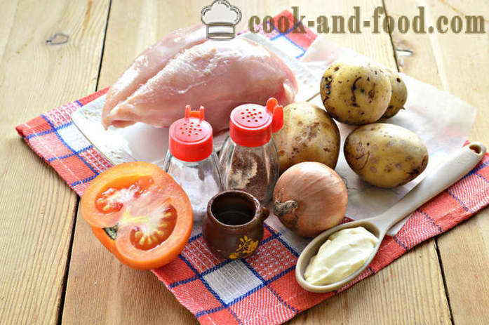 Печени картофи с пиле и домати - как да се пекат във фурната пиле с картофи, стъпка по стъпка рецепти снимки