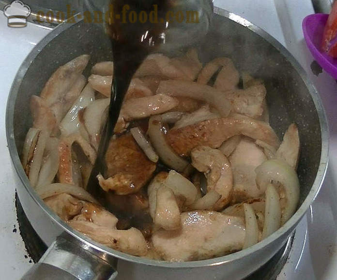 Пилешки гърди на китайски соев сос - как да се готвя пиле в китайски сос, стъпка по стъпка рецепти снимки