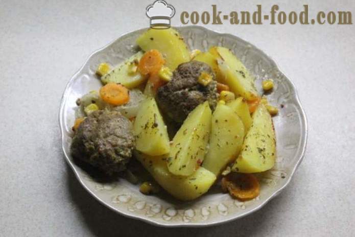 Кюфтета, печени в пещ с картофи и зеленчуци - как да се готвя кюфтета във фурната, с една стъпка по стъпка рецепти снимки