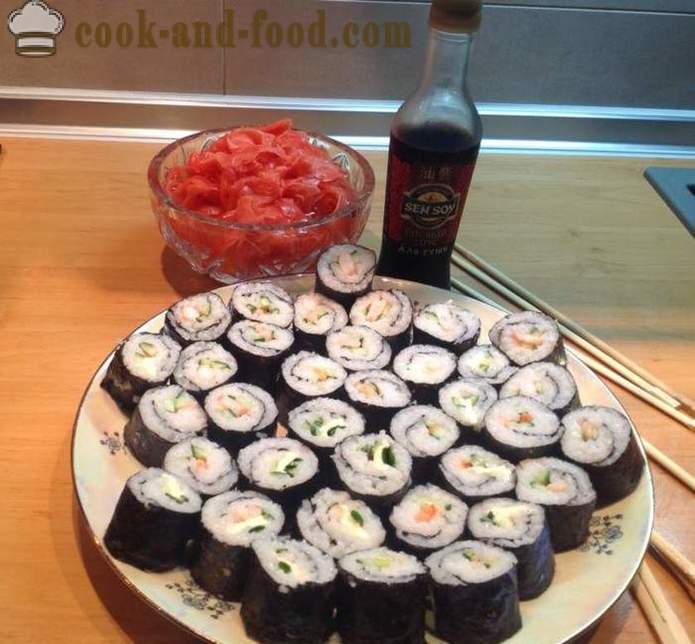 Вкусни и лесни гарнитурата за суши - как да се направи суши у дома си, стъпка по стъпка рецепти снимки