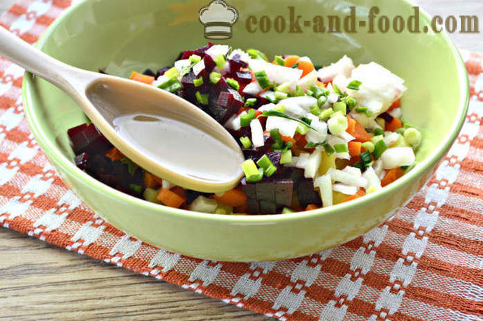 Лесна зеленчукова салата с херинга - как да се направи винегрет с херинга, стъпка по стъпка рецепти снимки