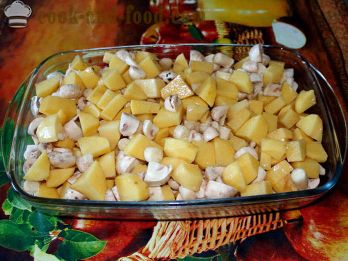 Картофи с гъби, печени в пещ - като печени картофи с гъби, стъпка по стъпка рецепти снимки