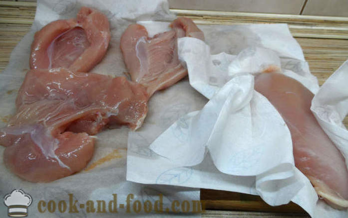 Неварени дръпна пилешки гърди у дома - как да се направи рязко пиле у дома си, стъпка по стъпка рецепти снимки