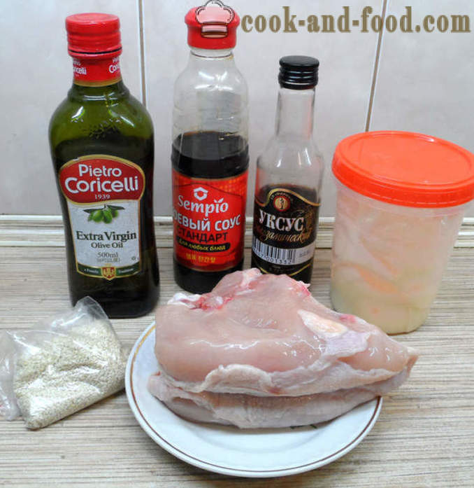 Вкусни пиле със сусам и соев сос - както вкусно да се готви пиле на фурна, с една стъпка по стъпка рецепти снимки