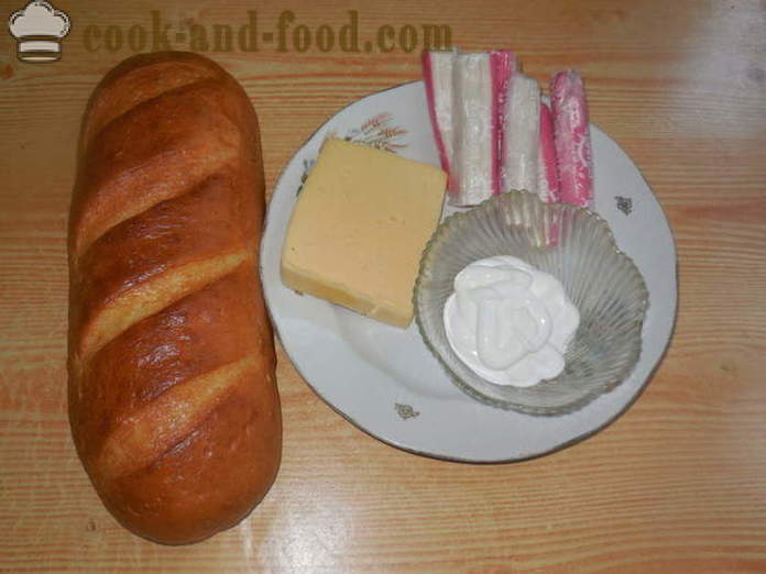 Горещи сандвичи със сирене и раци пръчки - как да се правят топли сандвичи във фурната, с една стъпка по стъпка рецепти снимки