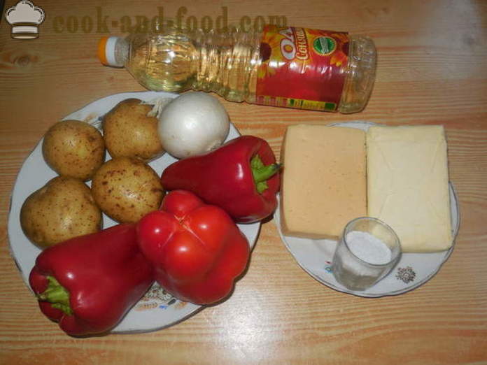 Peppers пълнени с пюре от картофи и печени във фурната - как да се готвя пълнени чушки с картофи и сирене, с една стъпка по стъпка рецепти снимки