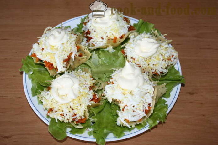 Вкусни гъби салата в кошница сирене - как да се направи сирене кошници с маруля, стъпка по стъпка рецепти снимки
