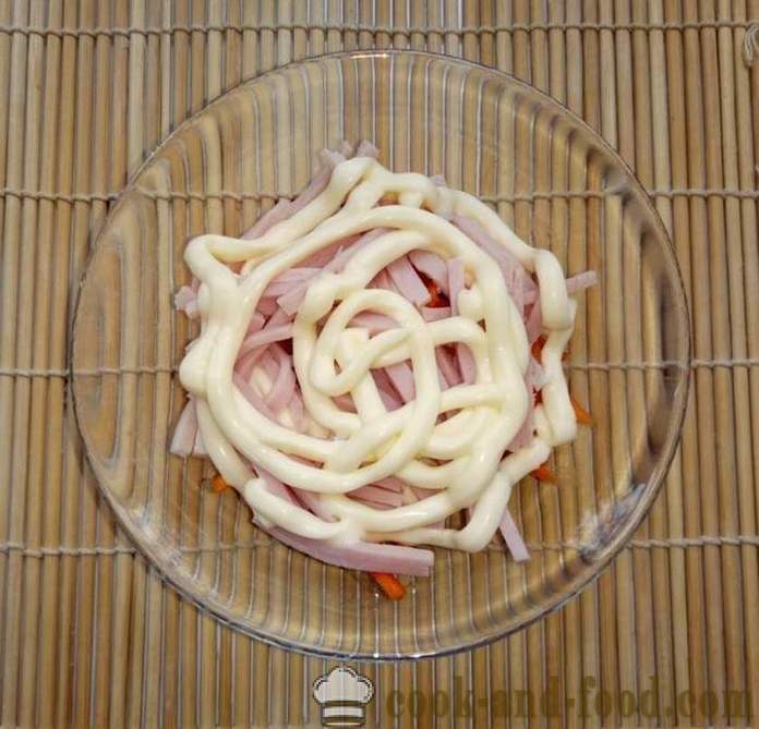 Лесна салата и пържени картофи - как да се направи на пластове салата с шунка, гъби и чипс, стъпка по стъпка рецепти снимки