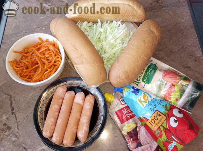 Вкусни горещи кучета с колбас и зеленчуци - как да се направи гореща куче у дома, стъпка по стъпка рецепти снимки