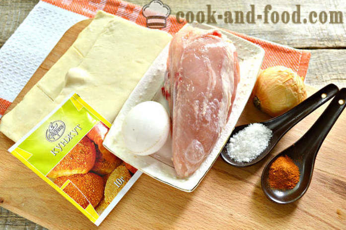 Начало Samsa бутер тесто с пилешко - как да се подготви слоеста Samsa с пиле, стъпка по стъпка рецепти снимки