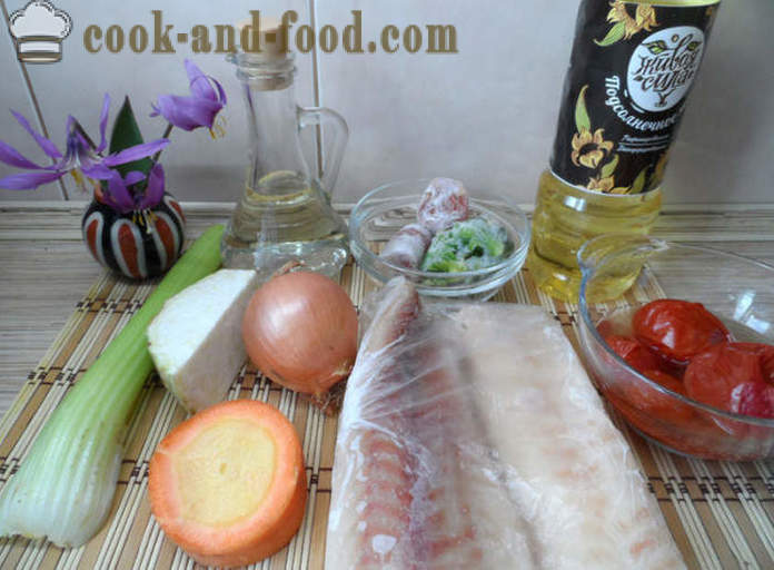 Яхния риба със зеленчуци и ориз гарнитура - като риба яхния със зеленчуци в multivarka, стъпка по стъпка рецепти снимки