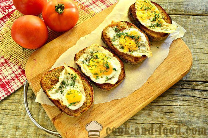 Пържени филийки с яйце и зеленчуци на тиган - как да се направи тост с яйце за закуска, стъпка по стъпка рецепти снимки