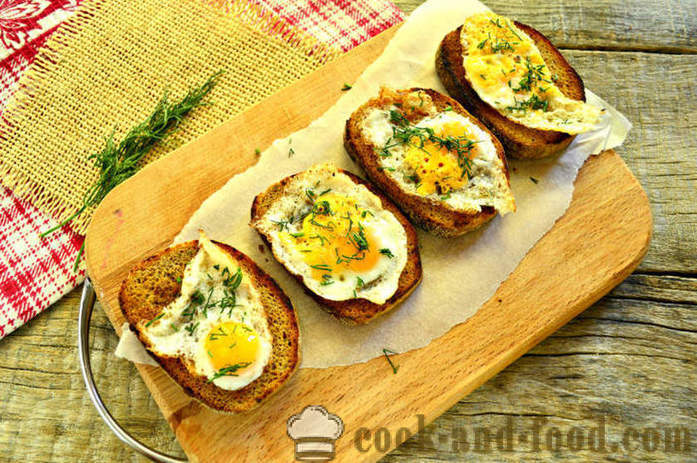 Пържени филийки с яйце и зеленчуци на тиган - как да се направи тост с яйце за закуска, стъпка по стъпка рецепти снимки