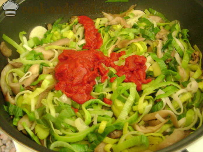 Паста в сметанов сос с гъби, праз и домати - как да се готвя гъби с паста вкусно, с една стъпка по стъпка рецепти снимки