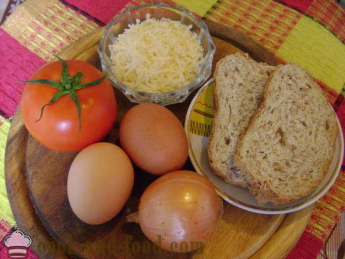 Бъркани на Италиански - как да се готвя бъркани яйца с домати, сирене и хляб, с една стъпка по стъпка рецепти снимки