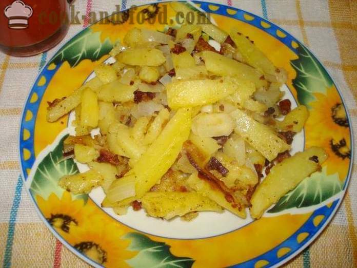 Пържени картофи с лук - как да се готвя пържени картофи с лук в тиган, стъпка по стъпка рецепти снимки