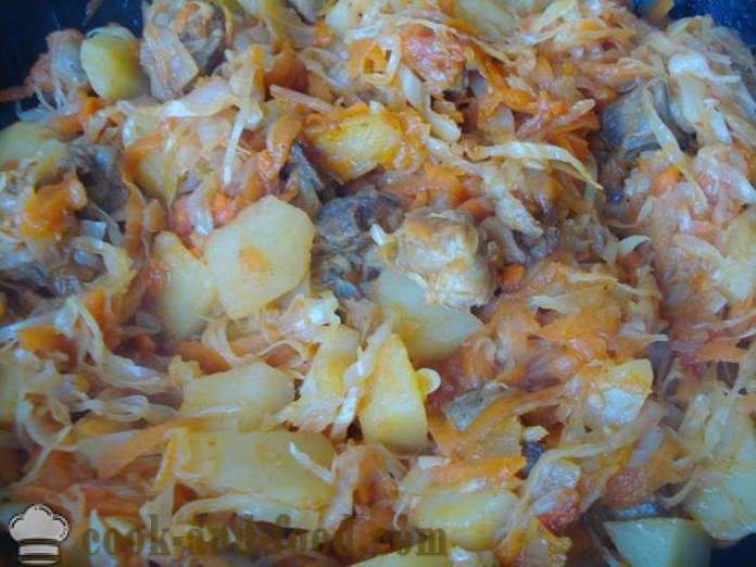 Зеленчукова яхния с месо и картофи и зеле - как да се готвя задушени зеленчуци с месо и зеленчуци, с една стъпка по стъпка рецепти снимки
