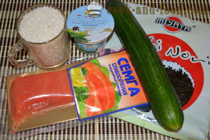 Суши ролки с червена риба, сирене и краставици - как да се направи у дома ролки, стъпка по стъпка рецепти снимки