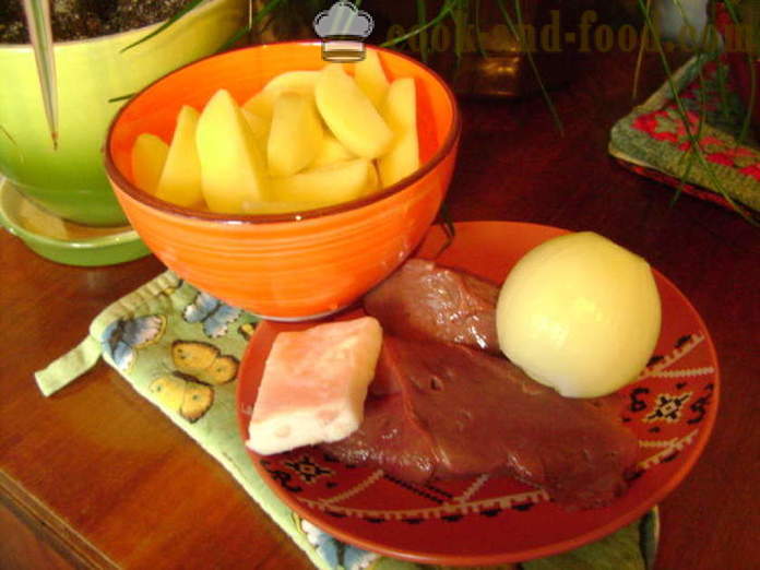 Черен дроб с картофи в тенджера - как да готвят говеждо черния дроб с картофи, стъпка по стъпка рецепти снимки