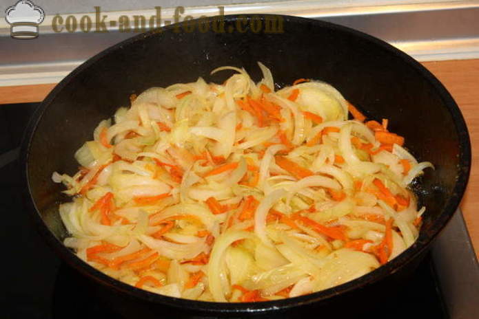 Вкусна гарнитура от ориз с моркови, лук и чесън - как да се готви вкусно ястие страна на ориз, стъпка по стъпка рецепти снимки