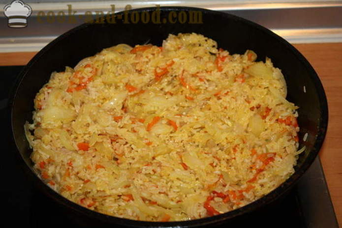 Вкусна гарнитура от ориз с моркови, лук и чесън - как да се готви вкусно ястие страна на ориз, стъпка по стъпка рецепти снимки