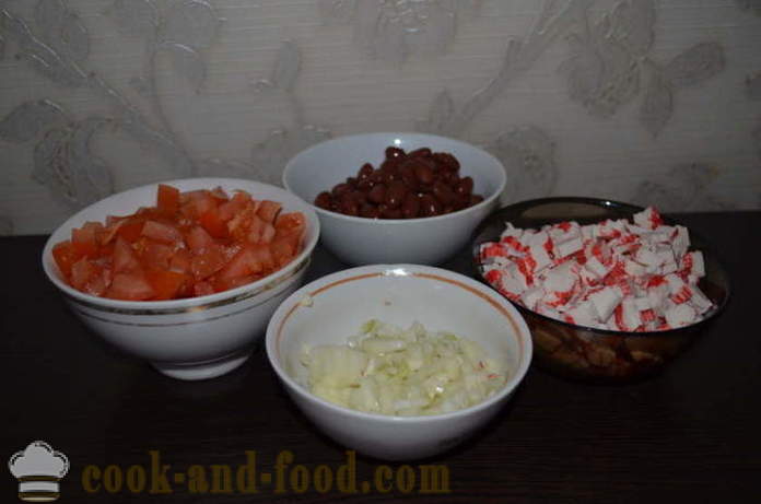 Лесна салата от червен боб с домати - как да се подготви салата с червен боб, стъпка по стъпка рецепти снимки