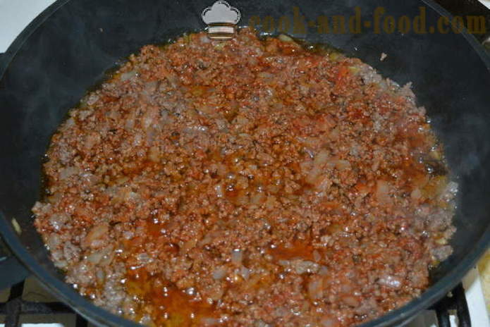 Макарони готвене с кайма и сос бешамел - как да се готвя паста готвене във фурната, с една стъпка по стъпка рецепти снимки