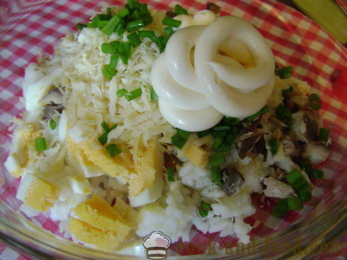 Обикновено риба салата с ориз и яйце - как да се готви риба салата с ориз, стъпка по стъпка рецепти снимки