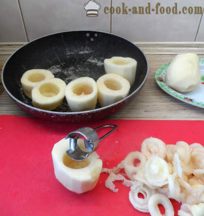 Печени картофи, пълнени с гъби и сирене - как да се готвя картофи, пълнени с гъби, стъпка по стъпка рецепти снимки