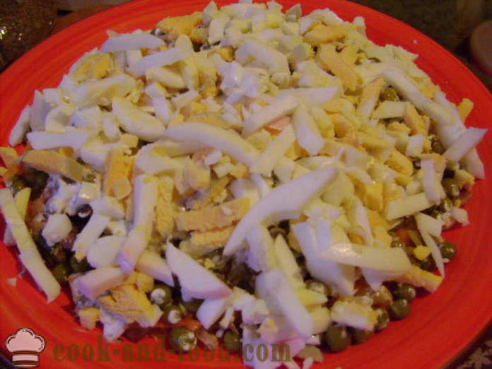 Layered салата с консерва сардини - как да се подготви салата с сардини, стъпка по стъпка рецепти снимки